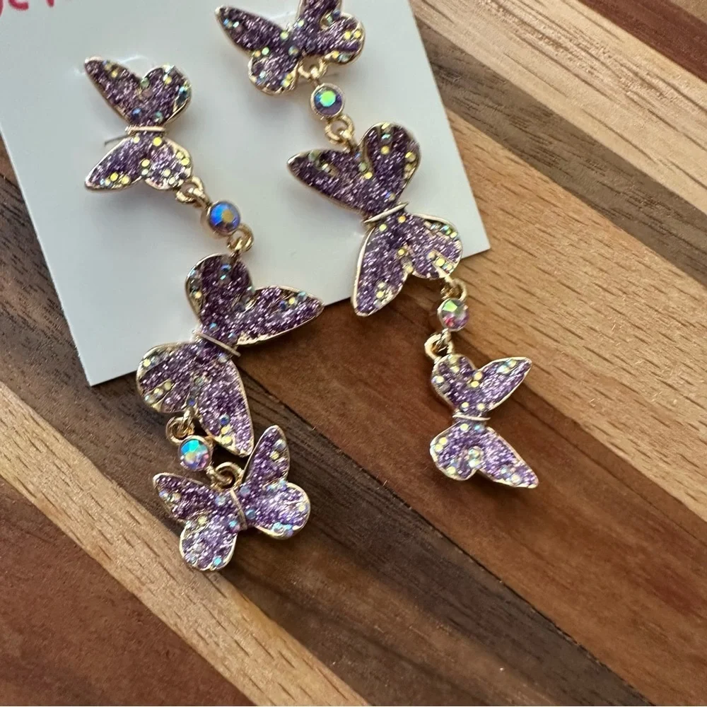 Betsey Johnson Butterfly Drop and Dangle Earrings